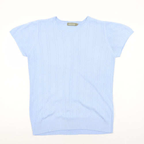 Andre De Brett Womens Blue Round Neck Acrylic Pullover Jumper Size 14 Pullover