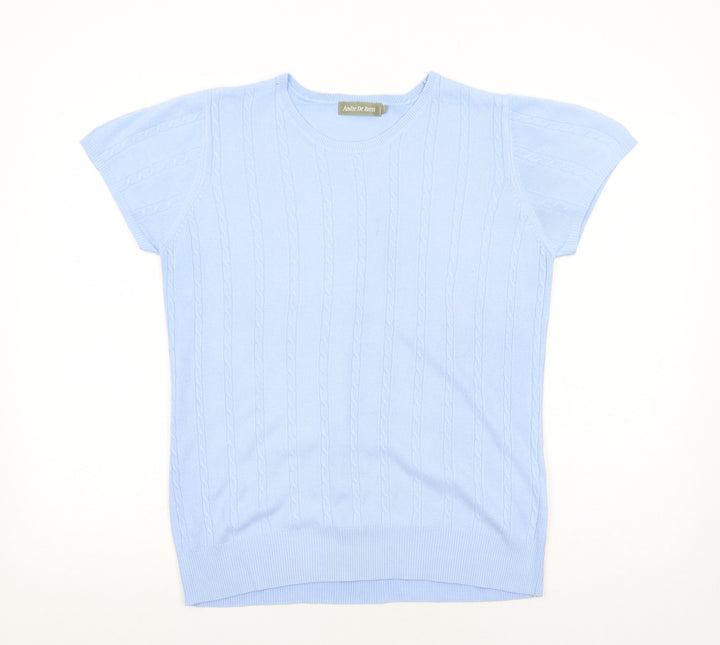 Andre De Brett Womens Blue Round Neck Acrylic Pullover Jumper Size 14 Pullover