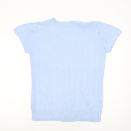 Andre De Brett Womens Blue Round Neck Acrylic Pullover Jumper Size 14 Pullover
