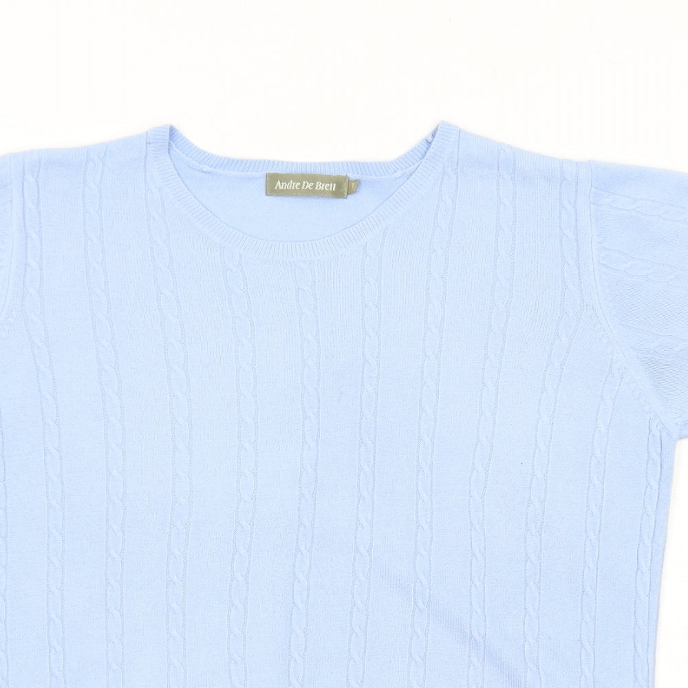Andre De Brett Womens Blue Round Neck Acrylic Pullover Jumper Size 14 Pullover