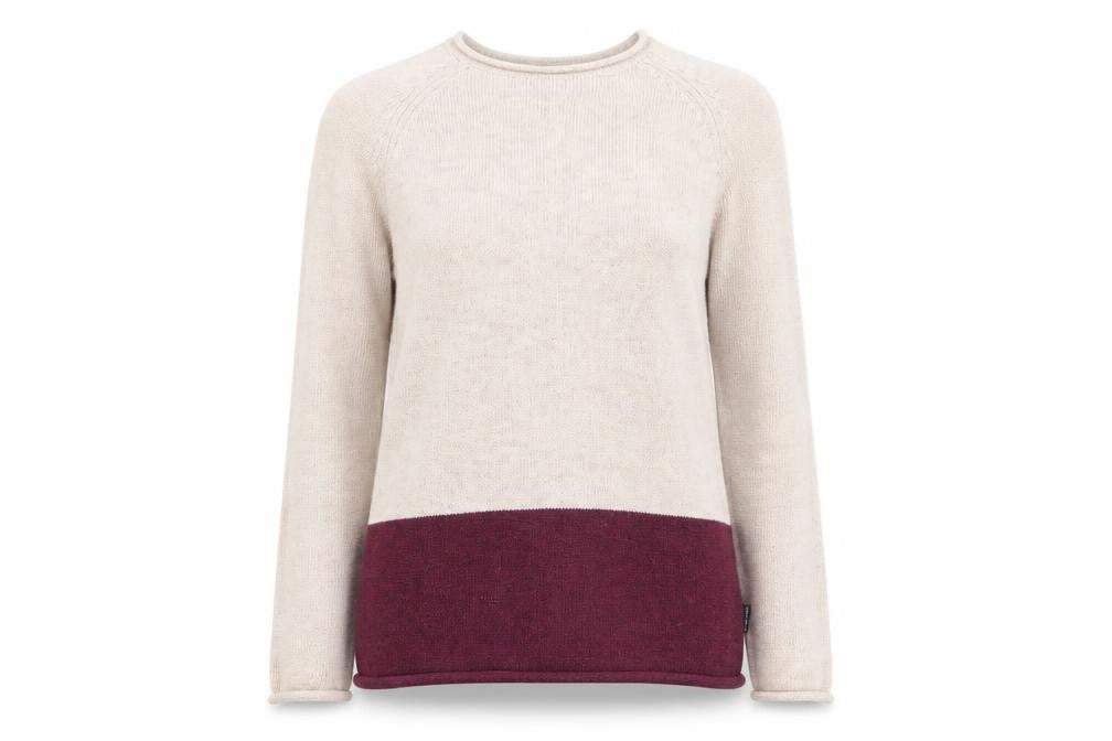 Front view of Shore Leave women’s pink round neck polyester jumper, size S