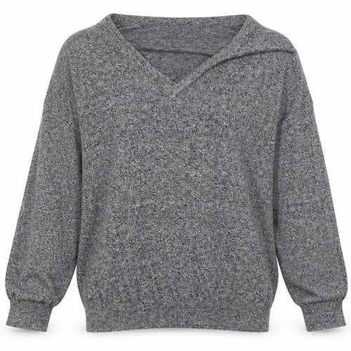 Marks and Spencer Womens Grey V-Neck Cotton Pullover Jumper Size 8