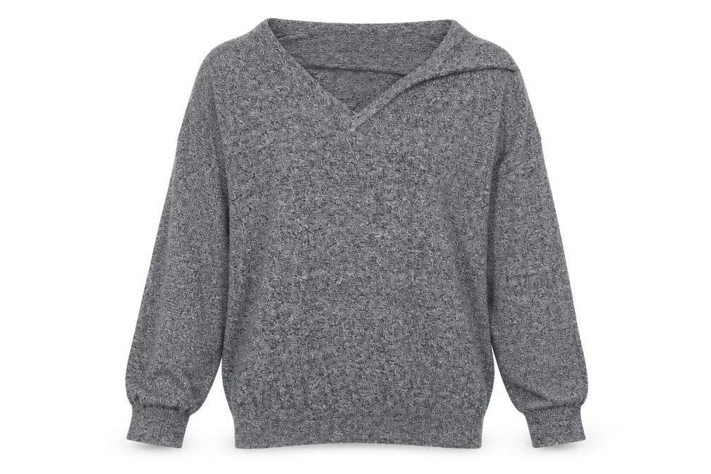 Marks and Spencer Womens Grey V-Neck Cotton Pullover Jumper Size 8