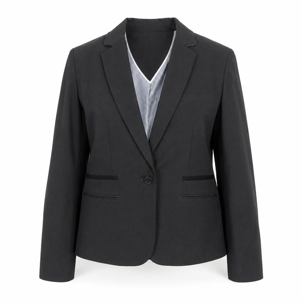 Front view of Next women’s grey polyester jacket suit jacket, size UK 10