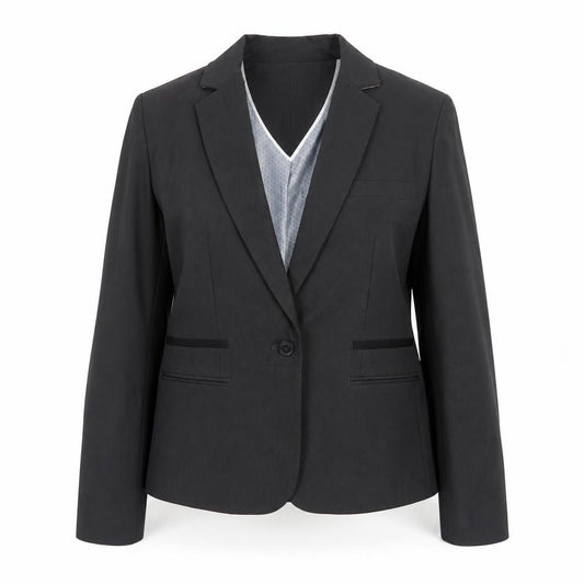 Front view of Next women’s grey polyester jacket suit jacket, size UK 10