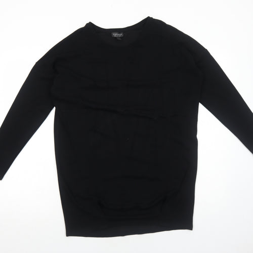 Topshop Womens Black Viscose Basic T-Shirt Size 10 Round Neck