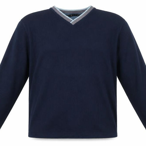 BHS Mens Blue V-Neck Polyester Pullover Jumper Size M Long Sleeve