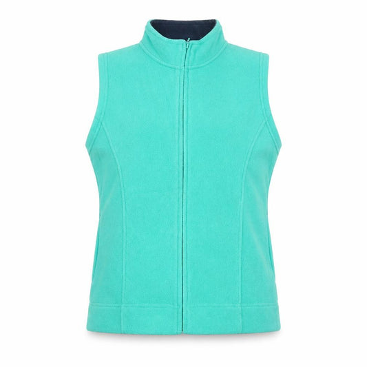 Front view of EWM women’s green gilet jacket, size M, zip