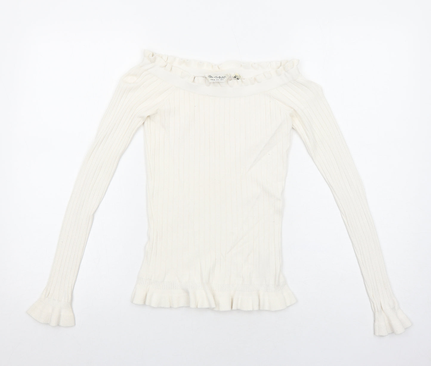 Miss Selfridge Womens Ivory Boat Neck Viscose Pullover Jumper Size 8 Pullover