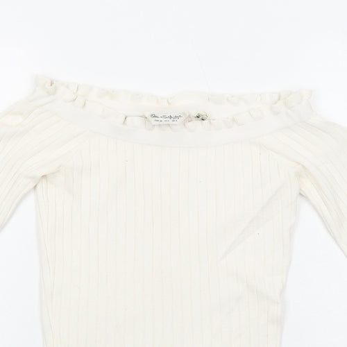 Miss Selfridge Womens Ivory Boat Neck Viscose Pullover Jumper Size 8 Pullover
