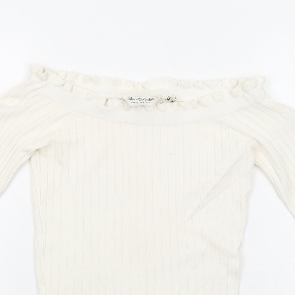 Miss Selfridge Womens Ivory Boat Neck Viscose Pullover Jumper Size 8 Pullover