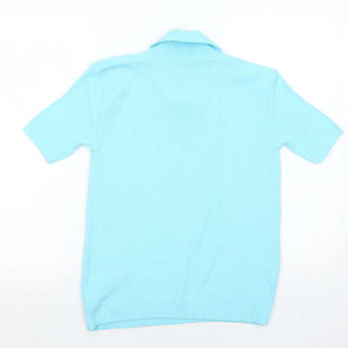 Choice Collection Womens Blue Collared Acrylic Pullover Jumper Size S Pullover