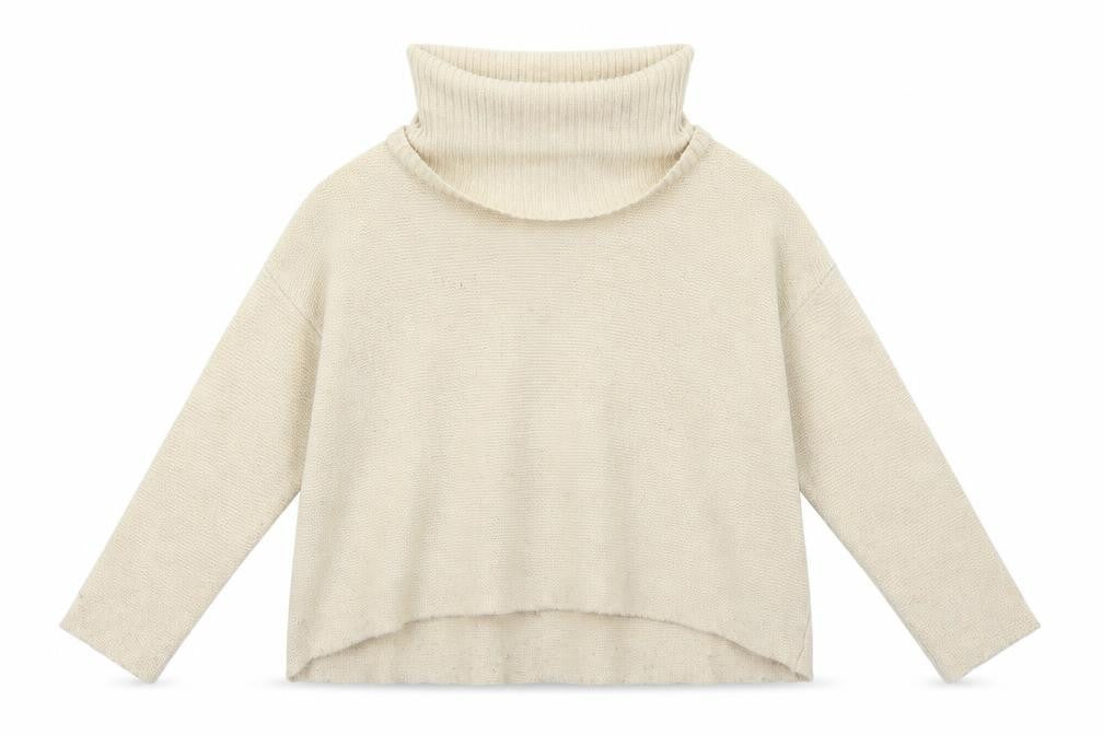 Front view of Nuna Lie women’s beige roll neck acrylic jumper, size S