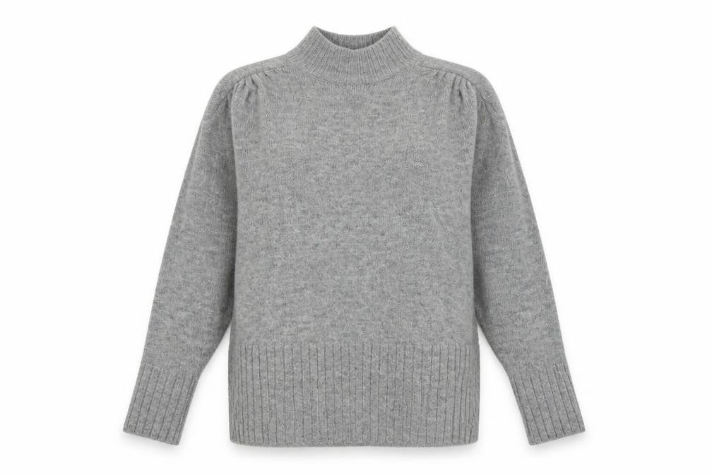 Front view of George women’s grey high neck acrylic jumper, size S