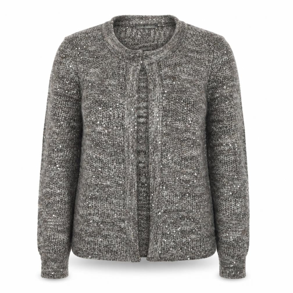 Marks and Spencer Womens Grey Round Neck Polyester Cardigan Jumper Size 12