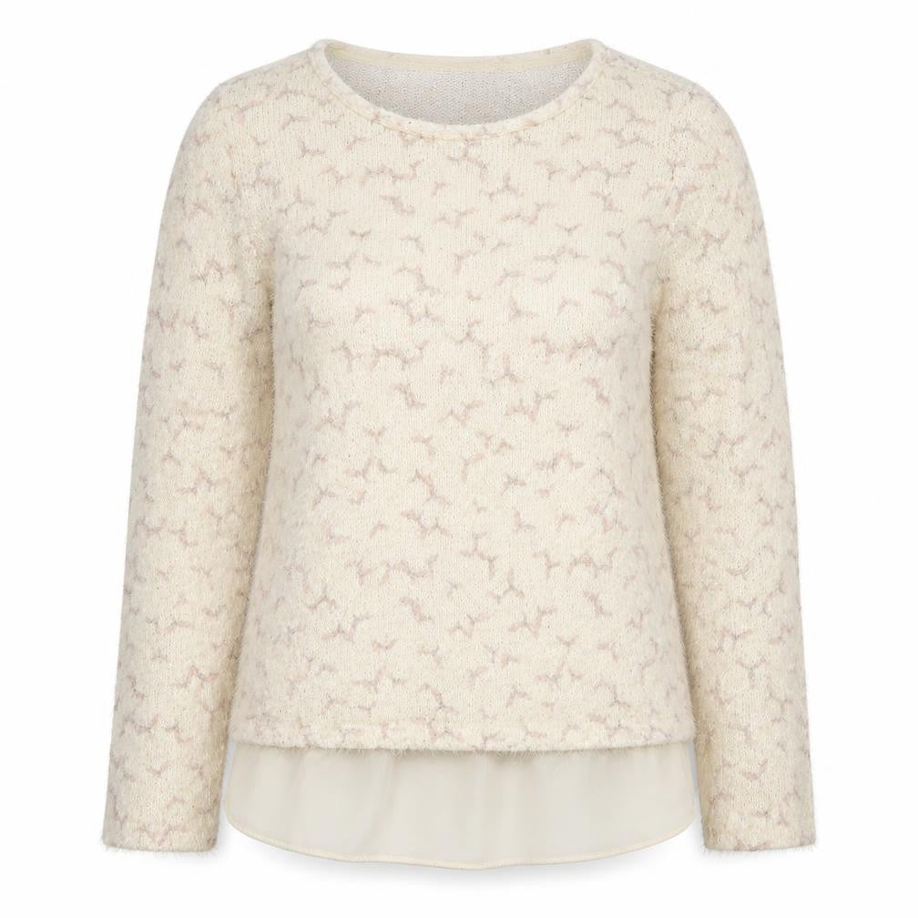 Front view of George women’s beige roll neck geometric polyester jumper, size UK 10