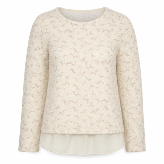 Front view of George women’s beige roll neck geometric polyester jumper, size UK 10