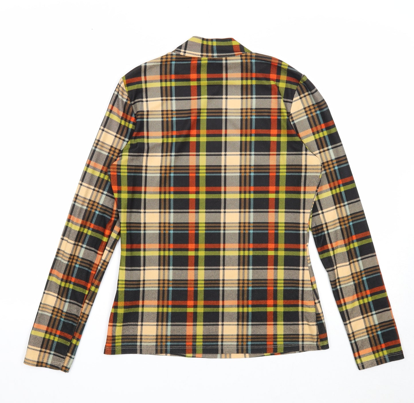 SheIn Womens Multicoloured Check Polyester Jersey T-Shirt Size M Round Neck