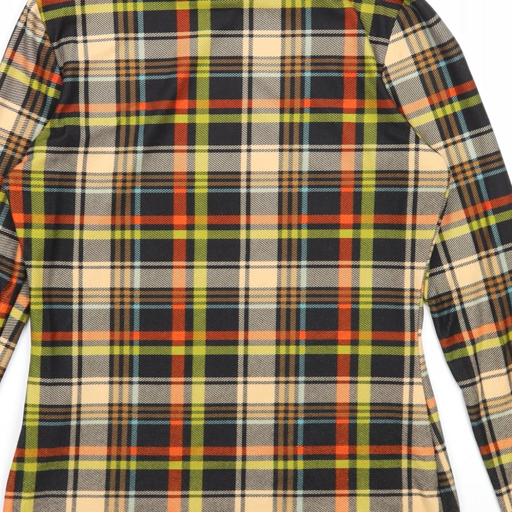 SheIn Womens Multicoloured Check Polyester Jersey T-Shirt Size M Round Neck