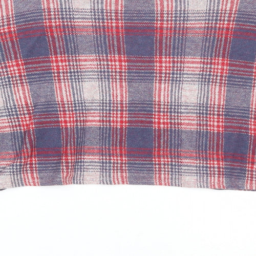Topshop Womens Multicoloured Check Cotton Jersey T-Shirt Size 12 Round Neck
