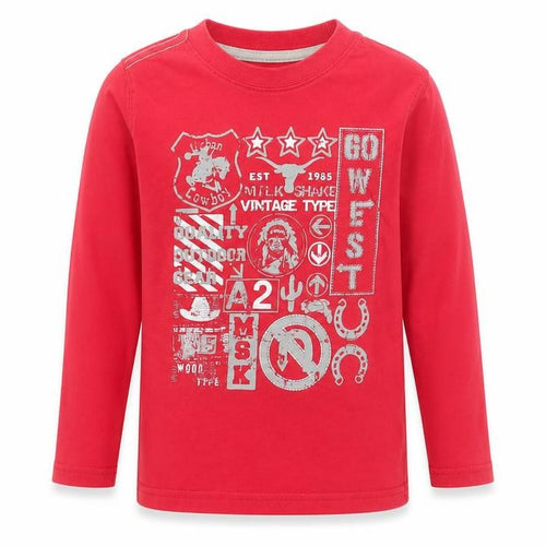 Milkshake Boys Red Cotton Pullover T-Shirt Size 5 Years Round Neck Pullover