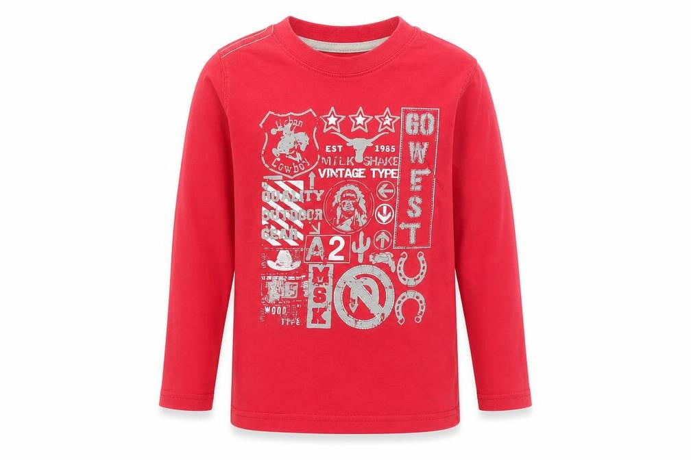 Milkshake Boys Red Cotton Pullover T-Shirt Size 5 Years Round Neck Pullover