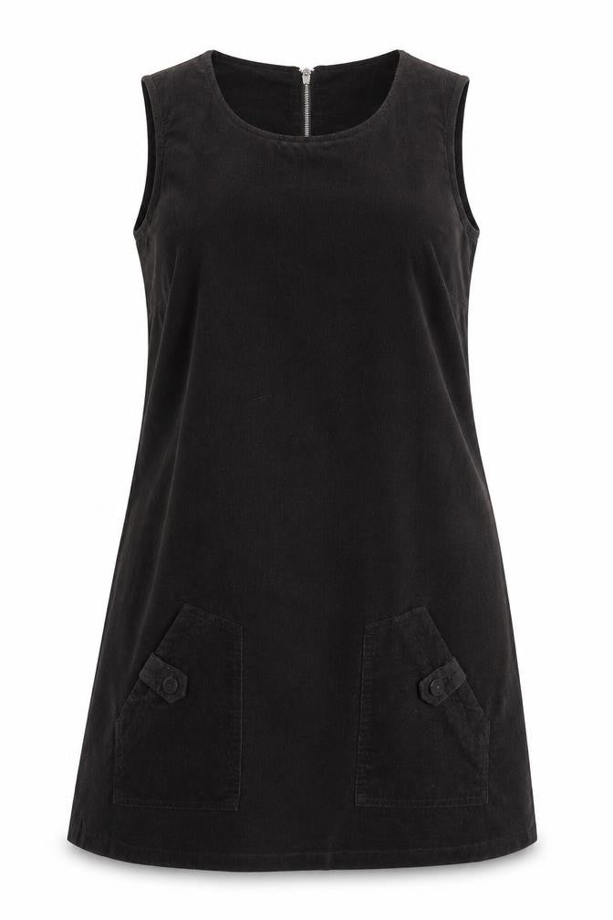 M&Co Womens Black Cotton A-Line Size 12 Round Neck Zip