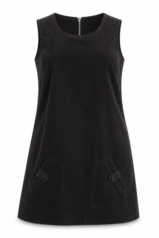 Front view of M&Co women’s black cotton a-line, size UK 12, round neck zip