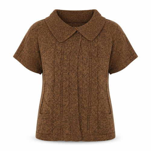 Miladys Womens Brown Collared Acrylic Cardigan Jumper Size 14