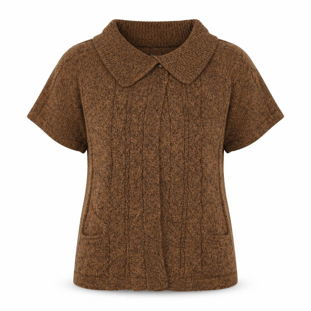 Miladys Womens Brown Collared Acrylic Cardigan Jumper Size 14