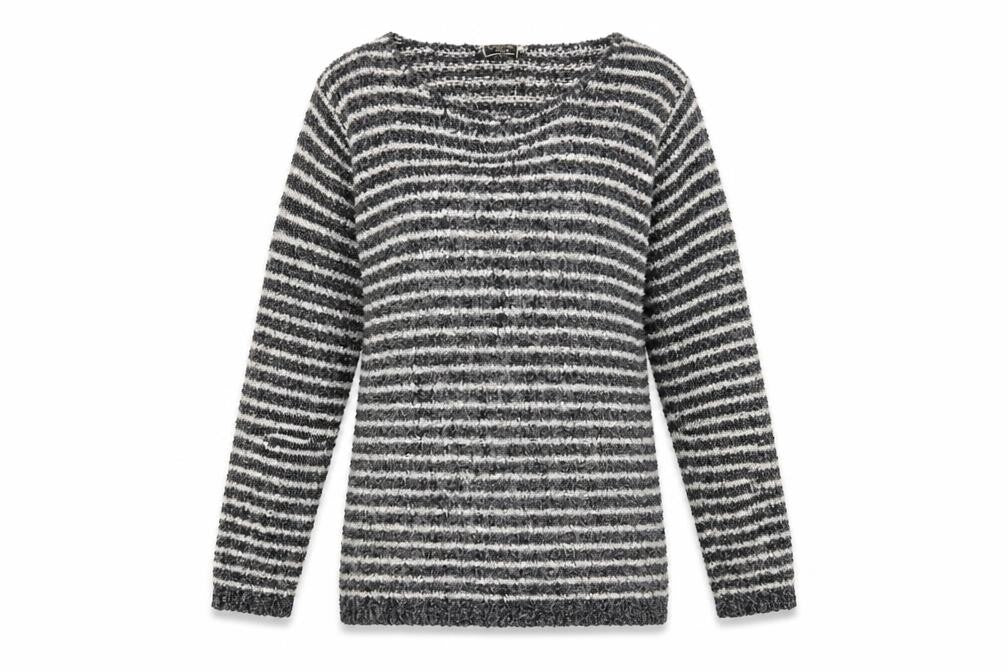 Originals Womens Blue Scoop Neck Striped Acrylic Pullover Jumper Size 2XL