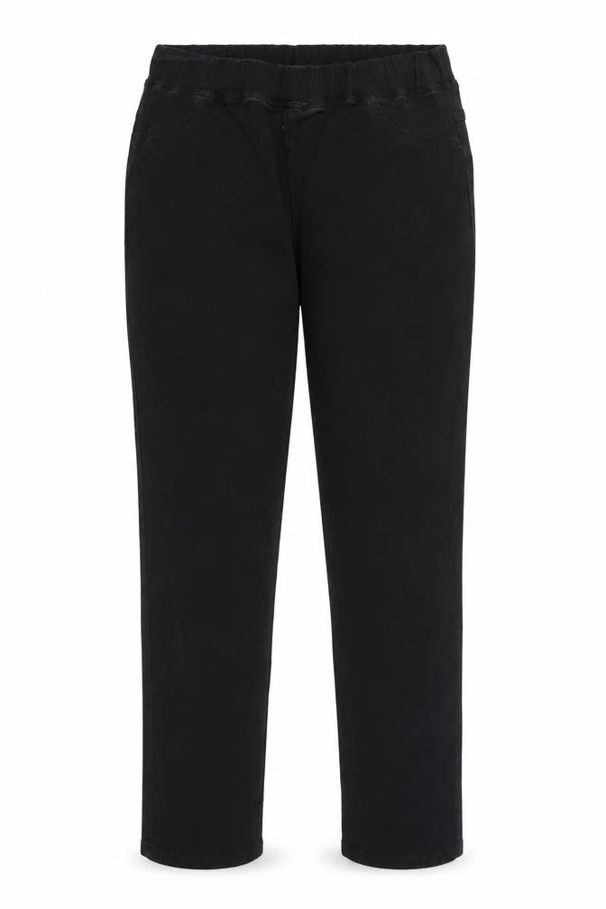 Front view of Miso women’s black viscose trousers, size UK 18, regular