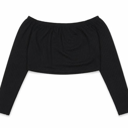 I SAW IT FIRST Womens Black Polyester Cropped Blouse Size S Off the Shoulder