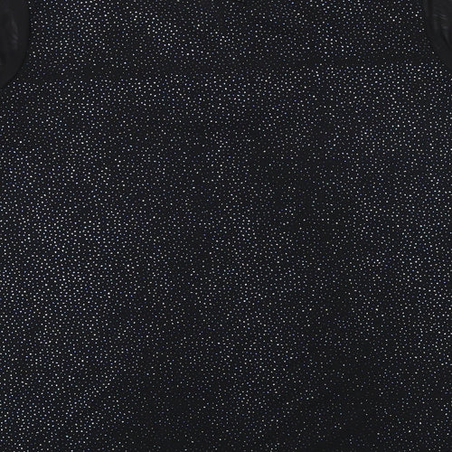 M&Co Womens Black Polyester Basic Blouse Size 12 V-Neck