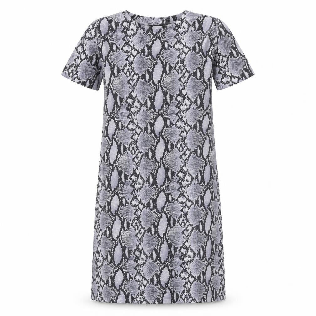 Front view of Primark women’s grey geometric polyester a-line, size UK 10, round neck pullover