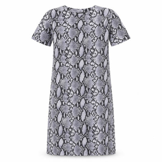 Front view of Primark women’s grey geometric polyester a-line, size UK 10, round neck pullover