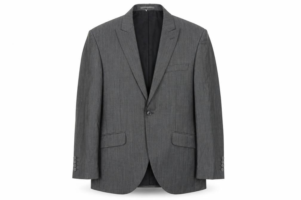 Front view of Wool&Silk men’s grey wool jacket suit jacket, size 40, regular