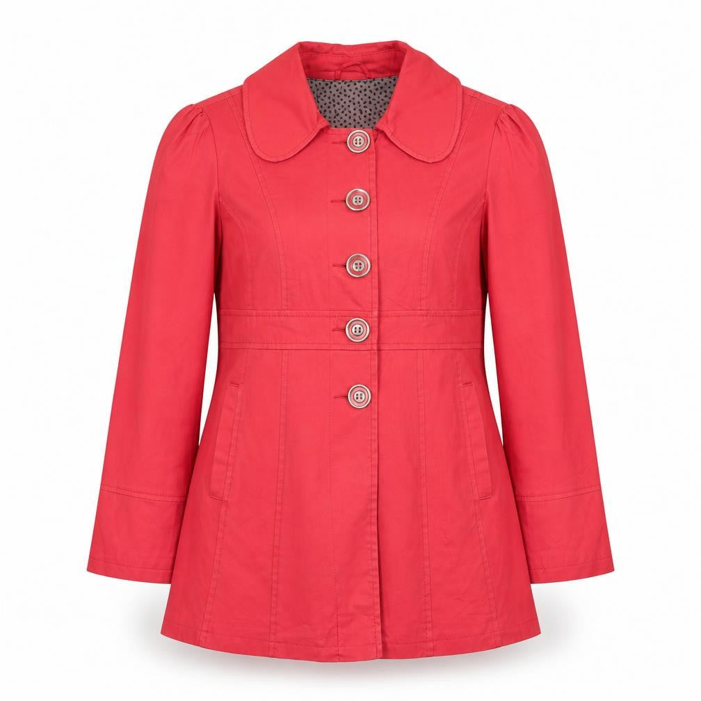 Front view of George women’s red jacket, size UK 12, button