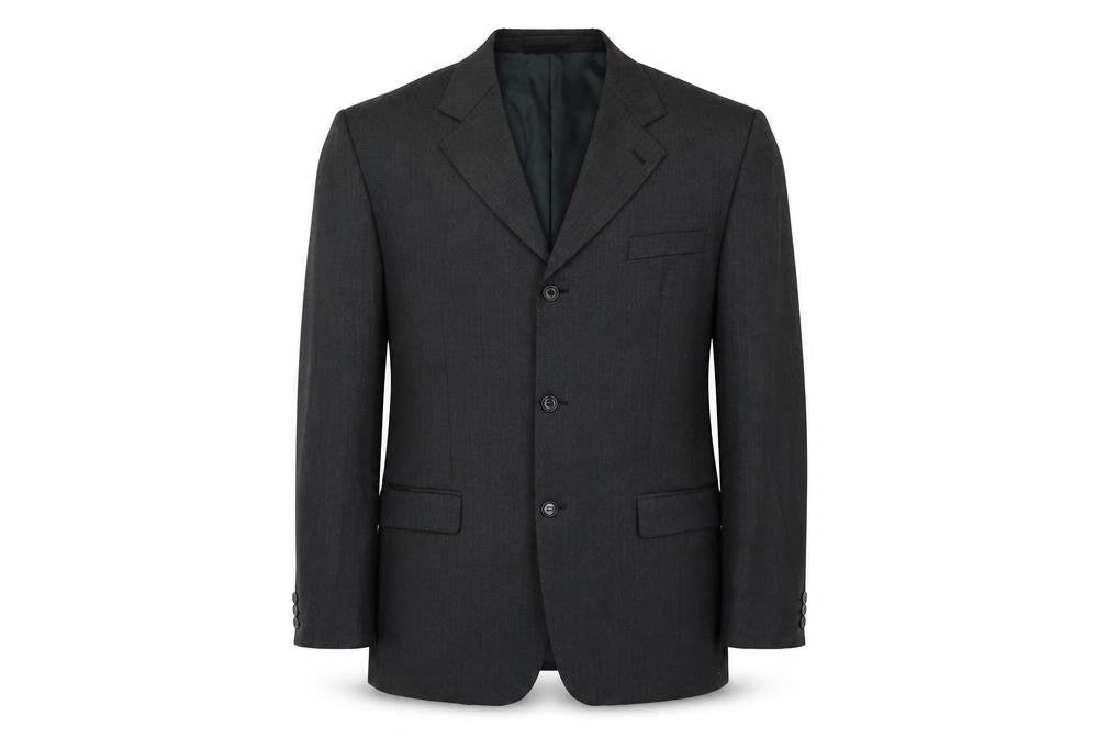 Front view of Horne Brothers men’s grey polyester jacket suit jacket, size 44, regular