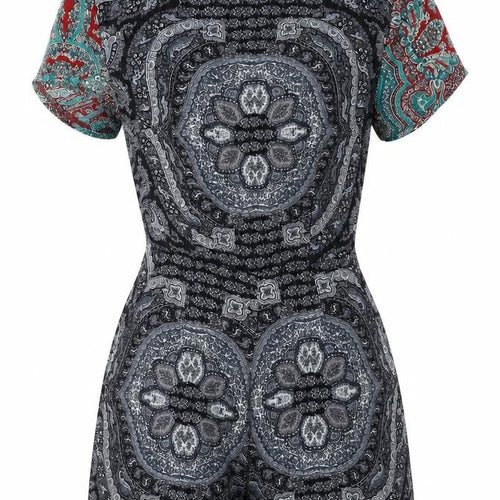 hearts&bows Womens Black Paisley Polyester Playsuit One-Piece Size 6 Zip
