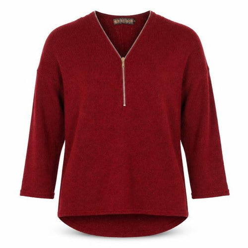 QED London Womens Red V-Neck Acrylic Pullover Jumper Size L