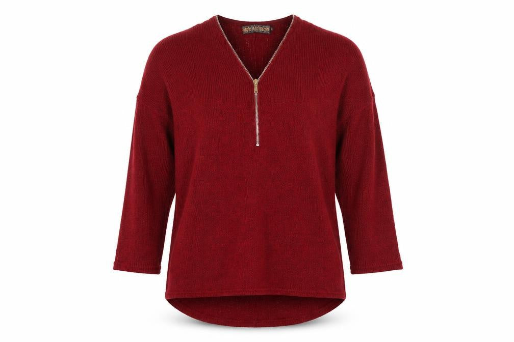 QED London Womens Red V-Neck Acrylic Pullover Jumper Size L