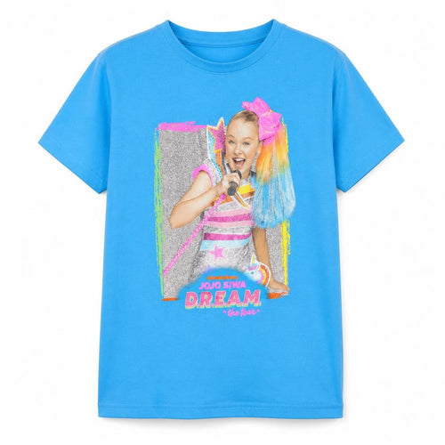 Nickelodeon Girls Blue Polyester Basic T-Shirt Size 10-11 Years Round Neck Pullover - Jojo Siwa D.R.E.A.M Tour