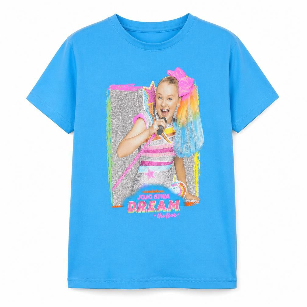 Nickelodeon Girls Blue Polyester Basic T-Shirt Size 10-11 Years Round Neck Pullover - Jojo Siwa D.R.E.A.M Tour