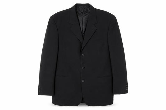 Front view of Canada men’s black polyester jacket suit jacket, size 44, regular