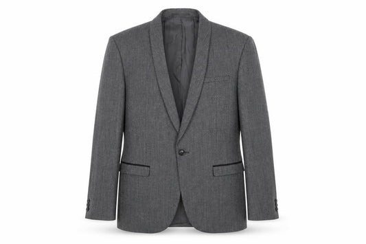 Front view of Next men’s grey polyester jacket suit jacket, size 40, regular