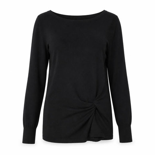 NEXT Womens Black Boat Neck Cotton Pullover Jumper Size 6 - Twist Detail