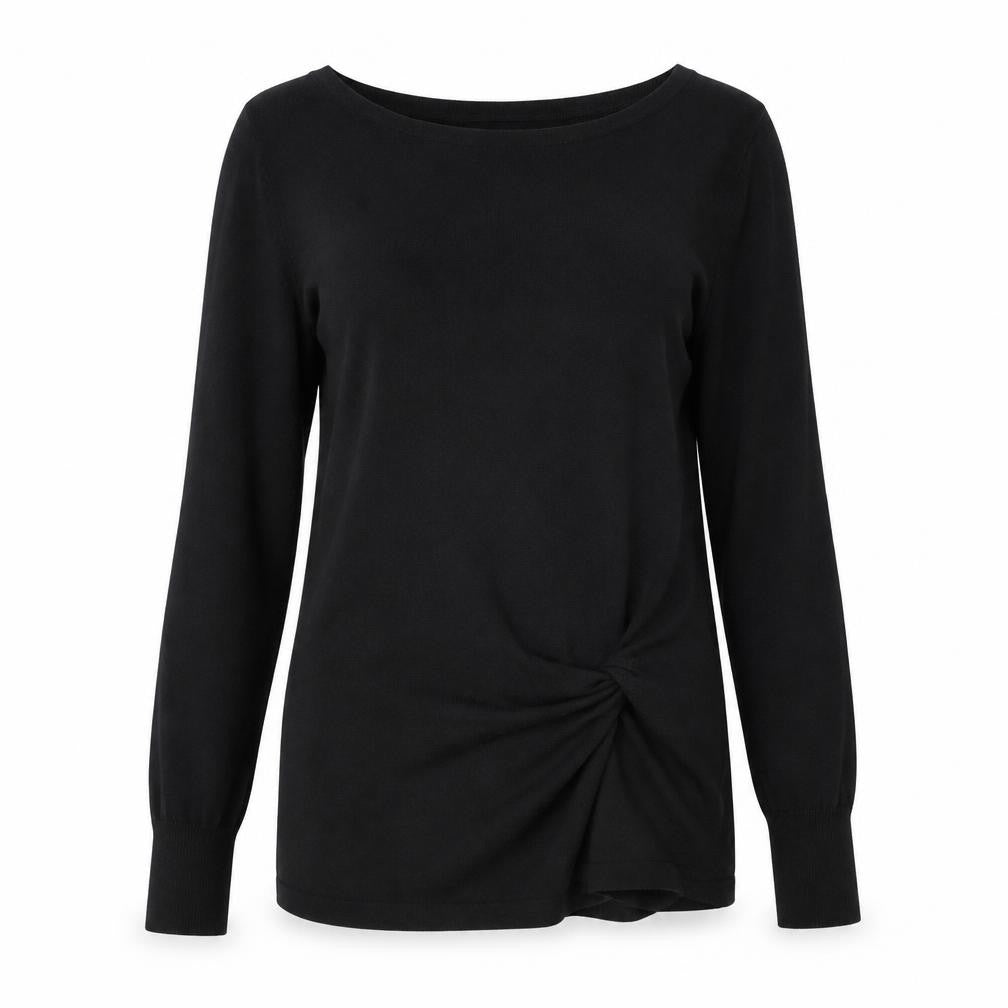 NEXT Womens Black Boat Neck Cotton Pullover Jumper Size 6 - Twist Detail
