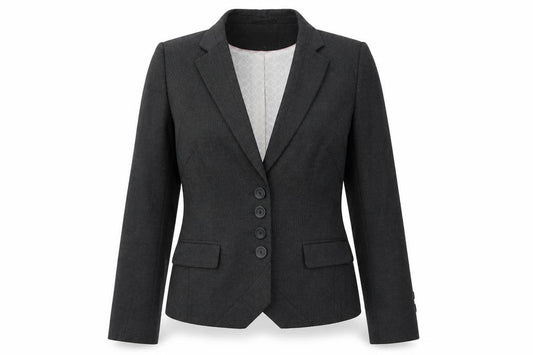 Front view of Next women’s grey polyester jacket suit jacket, size UK 12