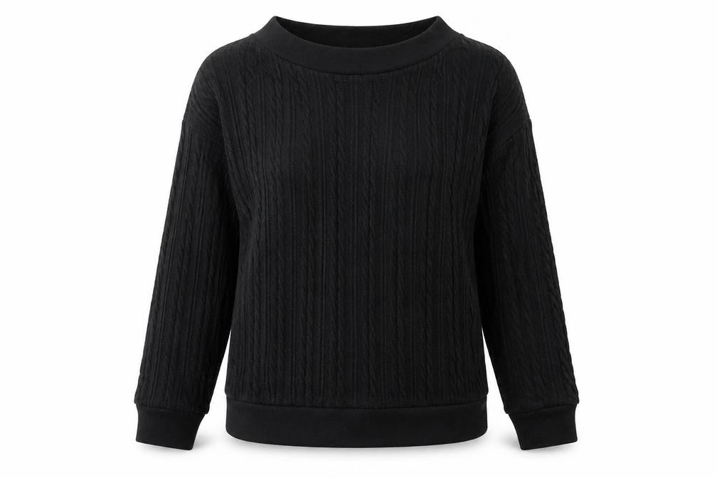 Front view of Nutmeg women’s black polyester pullover sweatshirt, size UK 12, pullover -, size UK 12/14